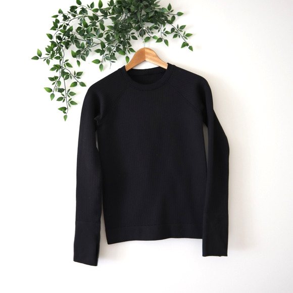 Lululemon Women's Black Long Sleeve Crewneck Athletic Sweater Top Size 4 - Picture 1 of 4